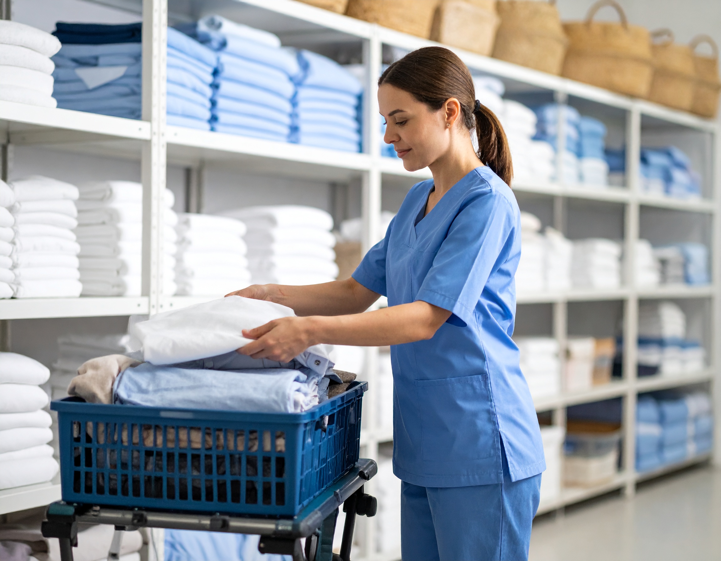 Firefly_Ranger son linge avec méthode_Scène de buanderie – femme pliant un tee-shirt avec dél 315464