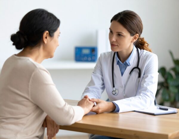 Medico parla con paziente in consultazione